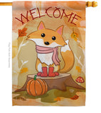 Welcome Fall Foxy - Harvest & Autumn Fall Vertical Impressions Decorative Flags HG191108 Made In USA