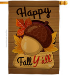 Happy Fall Y'all - Harvest & Autumn Fall Vertical Impressions Decorative Flags HG192131 Made In USA