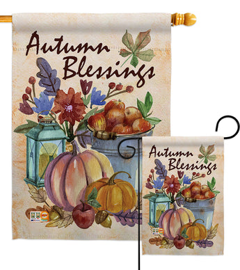 Autumn Blessings - Harvest & Autumn Fall Vertical Impressions Decorative Flags HG113006 Made In USA