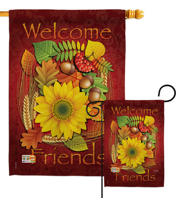 Welcome Friends Fall - Harvest & Autumn Fall Vertical Impressions Decorative Flags HG113040 Made In USA