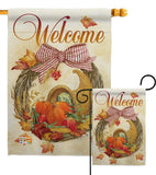 Cornucopia Wreath - Harvest & Autumn Fall Vertical Impressions Decorative Flags HG113044 Made In USA