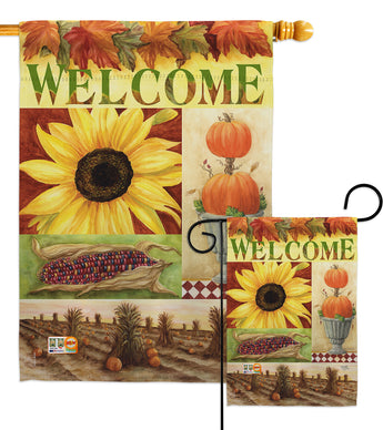 Sunflower Collage - Harvest & Autumn Fall Vertical Impressions Decorative Flags HG113045 Made In USA