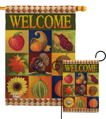 Autumn Collage - Harvest & Autumn Fall Vertical Impressions Decorative Flags HG113046 Made In USA