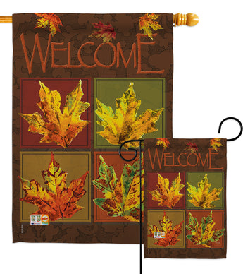 Fall Leaves Collage - Harvest & Autumn Fall Vertical Impressions Decorative Flags HG113048 Made In USA
