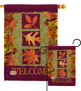 3 Fall Leaves - Harvest & Autumn Fall Vertical Impressions Decorative Flags HG113061 Made In USA