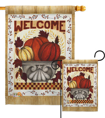 Fall Welcome - Harvest & Autumn Fall Vertical Impressions Decorative Flags HG113067 Made In USA