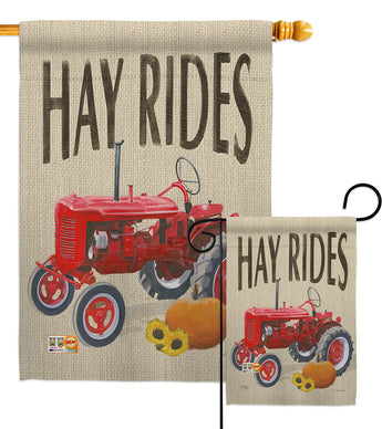 Hay Rides - Harvest & Autumn Fall Vertical Impressions Decorative Flags HG113075 Made In USA