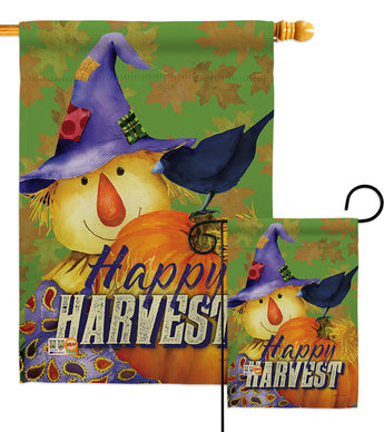 Happy Harvest Scarecrow - Harvest & Autumn Fall Vertical Impressions Decorative Flags HG113080 Made In USA