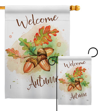 Welcome Autumn - Harvest & Autumn Fall Vertical Impressions Decorative Flags HG113095 Made In USA
