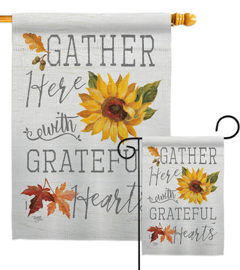 Grateful Hearts - Harvest & Autumn Fall Vertical Impressions Decorative Flags HG113099 Made In USA