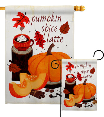 Pumpkin Spice Latte - Harvest & Autumn Fall Vertical Impressions Decorative Flags HG113108 Made In USA