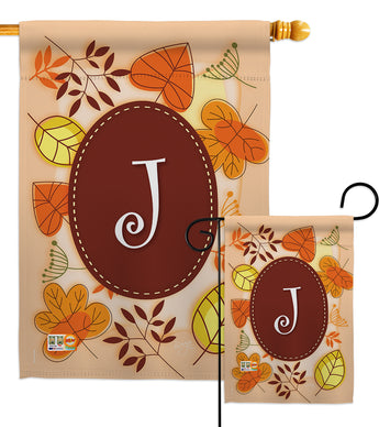 Autumn J Initial - Harvest & Autumn Fall Vertical Impressions Decorative Flags HG130036 Made In USA