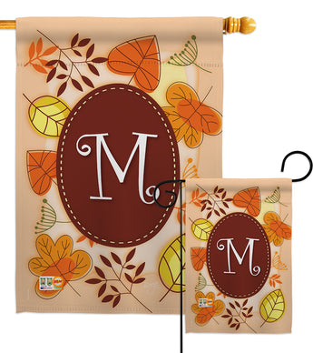 Autumn M Initial - Harvest & Autumn Fall Vertical Impressions Decorative Flags HG130039 Made In USA