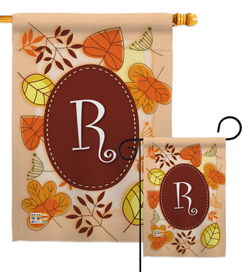 Autumn R Initial - Harvest & Autumn Fall Vertical Impressions Decorative Flags HG130044 Made In USA