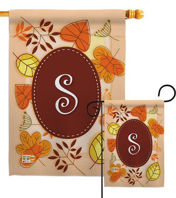 Autumn S Initial - Harvest & Autumn Fall Vertical Impressions Decorative Flags HG130045 Made In USA