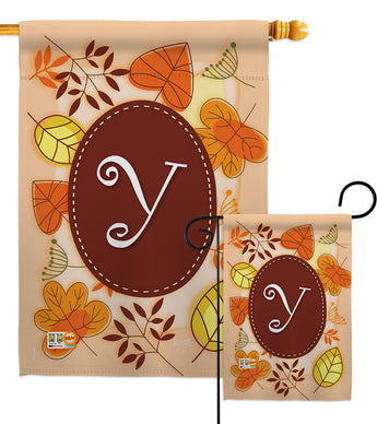 Autumn Y Initial - Harvest & Autumn Fall Vertical Impressions Decorative Flags HG130051 Made In USA