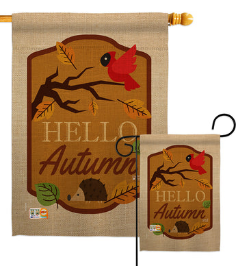 Hello Autumn - Harvest & Autumn Fall Vertical Impressions Decorative Flags HG137091 Made In USA