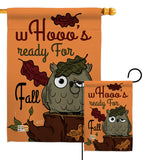 Whooo's Reday For Fall - Harvest & Autumn Fall Vertical Impressions Decorative Flags HG137104 Made In USA