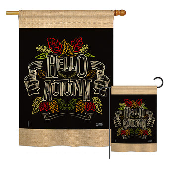 Charlkboard Hello Autumn - Harvest & Autumn Fall Vertical Impressions Decorative Flags HG137108 Printed In USA