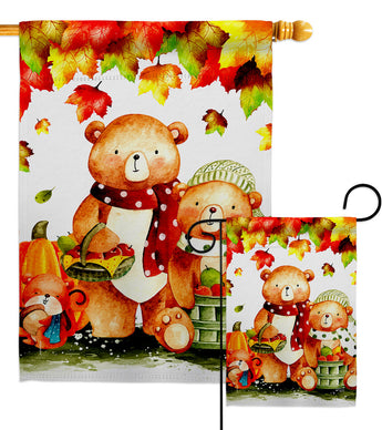 Autumn Bears - Harvest & Autumn Fall Vertical Impressions Decorative Flags HG137587 Made In USA