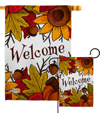 Autumn Welcome - Harvest & Autumn Fall Vertical Impressions Decorative Flags HG192130 Made In USA