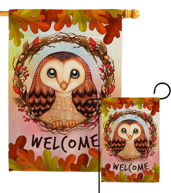 Autumn Owl - Harvest & Autumn Fall Vertical Impressions Decorative Flags HG192355 Made In USA