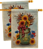 Autumn Milkcan - Harvest Autumn Fall Vertical Impressions Decorative Flags HG130421 Made In USA