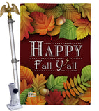 Happy Fall Y All - Harvest & Autumn Fall Vertical Impressions Decorative Flags HG113005 Made In USA