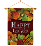 Happy Fall Y All - Harvest & Autumn Fall Vertical Impressions Decorative Flags HG113005 Made In USA