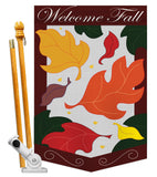 Welcome Fall Leaves Garden - Harvest & Autumn Fall Vertical Applique Decorative Flags HG113032 Imported