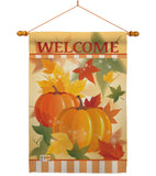 Welcome Fall Pumpkins - Harvest & Autumn Fall Vertical Impressions Decorative Flags HG113038 Made In USA