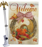 Cornucopia Wreath - Harvest & Autumn Fall Vertical Impressions Decorative Flags HG113044 Made In USA