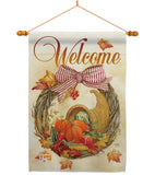 Cornucopia Wreath - Harvest & Autumn Fall Vertical Impressions Decorative Flags HG113044 Made In USA