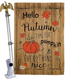 Hello Autumn Time for Pumpkin - Harvest & Autumn Fall Vertical Impressions Decorative Flags HG113064 Made In USA