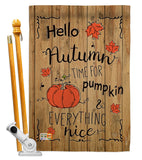 Hello Autumn Time for Pumpkin - Harvest & Autumn Fall Vertical Impressions Decorative Flags HG113064 Made In USA