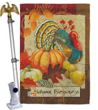 Autumn Blessings Turkey - Harvest & Autumn Fall Vertical Impressions Decorative Flags HG113070 Made In USA