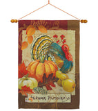 Autumn Blessings Turkey - Harvest & Autumn Fall Vertical Impressions Decorative Flags HG113070 Made In USA