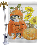 Happy Pumpkin Kitty - Harvest & Autumn Fall Vertical Impressions Decorative Flags HG113076 Made In USA