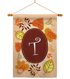 Autumn T Initial - Harvest & Autumn Fall Vertical Impressions Decorative Flags HG130046 Made In USA