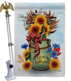 Autumn Milkcan - Harvest Autumn Fall Vertical Impressions Decorative Flags HG130421 Made In USA