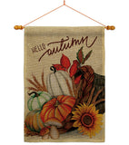 Hello Cornucopia - Harvest Autumn Fall Vertical Impressions Decorative Flags HG130423 Made In USA