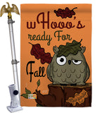 Whooo's Reday For Fall - Harvest & Autumn Fall Vertical Impressions Decorative Flags HG137104 Made In USA