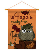 Whooo's Reday For Fall - Harvest & Autumn Fall Vertical Impressions Decorative Flags HG137104 Made In USA