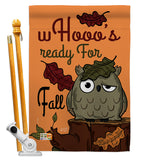 Whooo's Reday For Fall - Harvest & Autumn Fall Vertical Impressions Decorative Flags HG137104 Made In USA