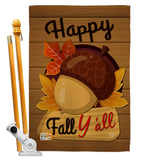 Happy Fall Y'all - Harvest & Autumn Fall Vertical Impressions Decorative Flags HG192131 Made In USA