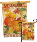 Welcome Fall Pumpkins - Harvest & Autumn Fall Vertical Impressions Decorative Flags HG113038 Made In USA