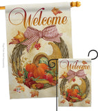 Cornucopia Wreath - Harvest & Autumn Fall Vertical Impressions Decorative Flags HG113044 Made In USA