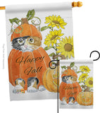 Happy Pumpkin Kitty - Harvest & Autumn Fall Vertical Impressions Decorative Flags HG113076 Made In USA