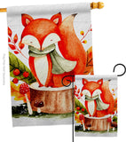 Autumn Fox - Harvest & Autumn Fall Vertical Impressions Decorative Flags HG137595 Made In USA