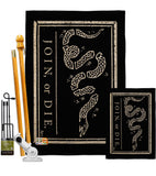 Black Join Or Die - Historic Americana Vertical Impressions Decorative Flags HG140725 Made In USA